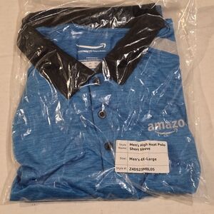 Amazon Men's High Heat Blue Polo with Black Collar